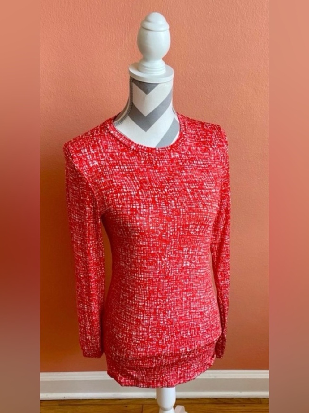 COS Red and White Patterned Top